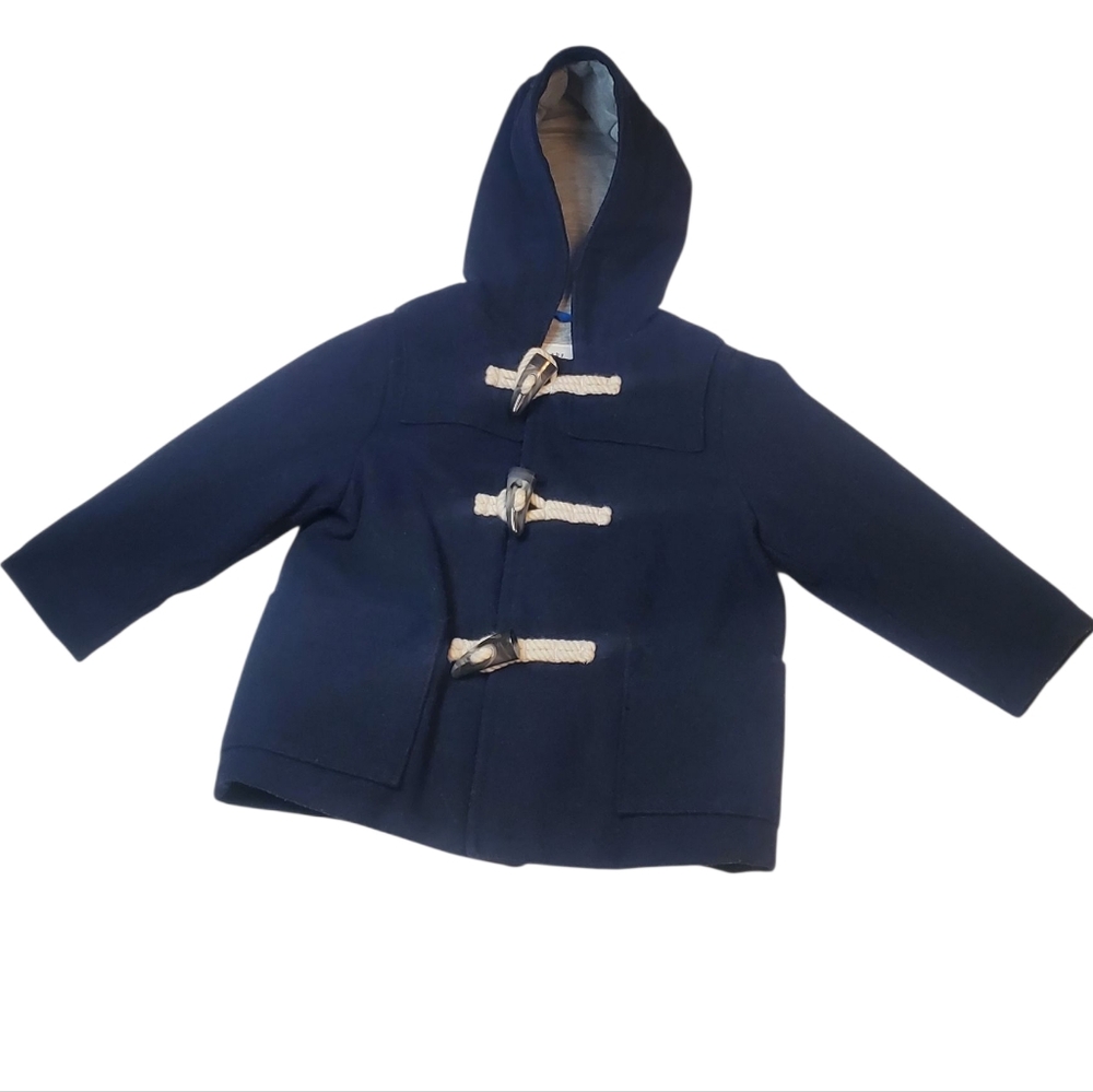 Baby Gap 18-24 months Navy Blue Wool Blend Hooded Toggle Peacoat Classic Jacket